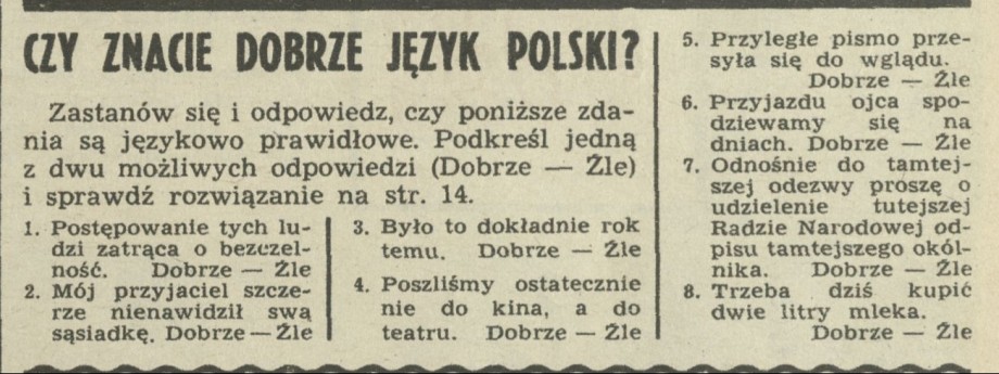 Czy znacie dobrze język polski?