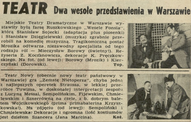 Dwa wesołe przedstawienia w Warszawie