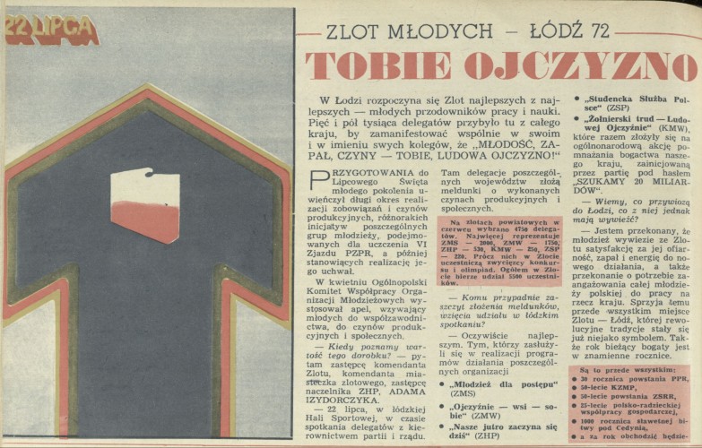 Zlot młodych - Łódź 1972. Tobie ojczyzno