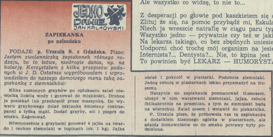 Jedno danie - zapiekanka po nelsońsku