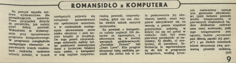 Romansidło z komputera