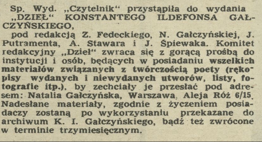 "Czytelnik" - "Dzieła" K. I. Gałczyńskiego