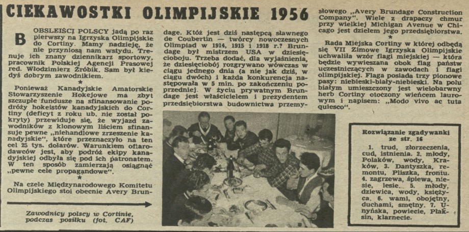 Ciekawostki olimpijskie 1956