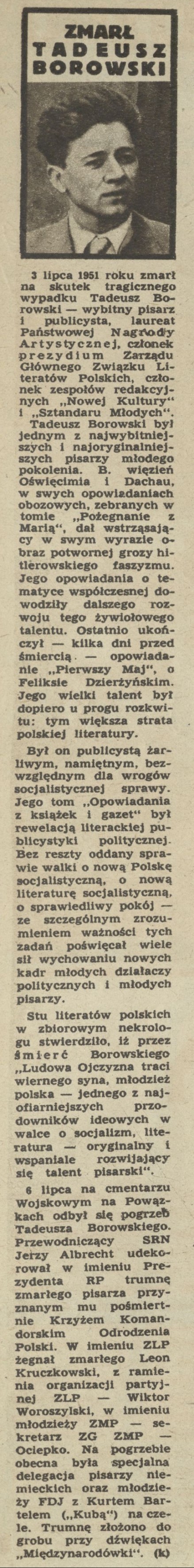 Zmarł Tadeusz Borowski