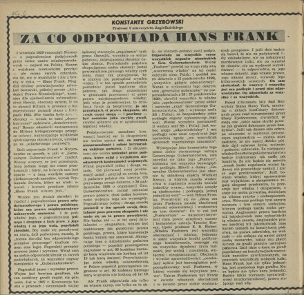 Za co odpowiada Hans Frank