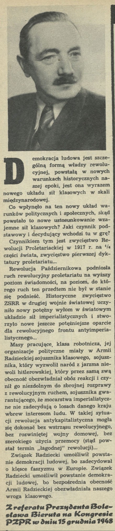 Z referatu Prezydenta Bolesława Bieruta