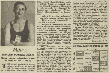 Mówi Edmund Potrzebowski - mistrz sportu, rekordzista Polski w biegu
