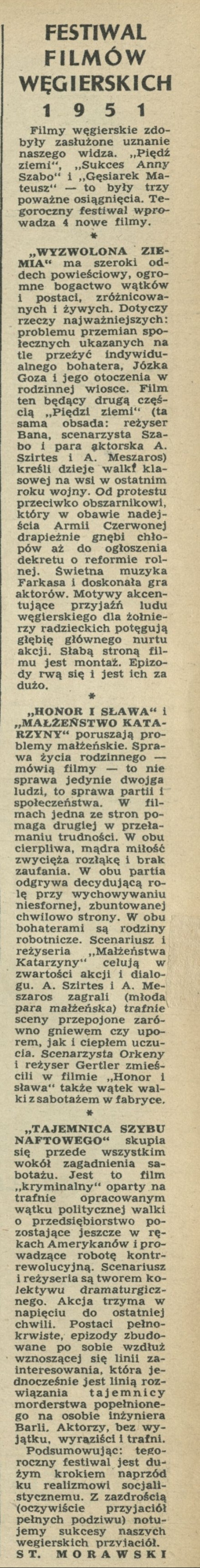 Festiwal Filmów Węgierskich 1951
