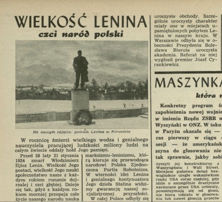 Wielkość Lenina czci naród polski