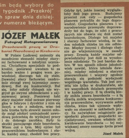 Józef Małek Fotograf Rotograwiurowy