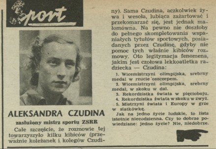 Aleksandra Czudina - zasłużony mistrz sportu ZSRR