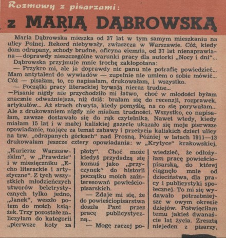 Rozmowa z Marią Dąbrowską