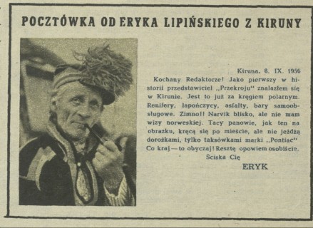 Pocztówka od Eryka Lipińskiego z Kiruny