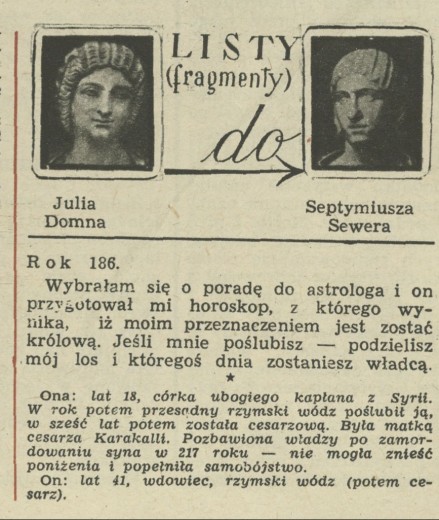 Listy Julii Domny do Septymiusza Sewera (fragmenty)