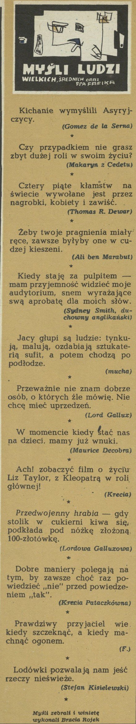 Myśli ludzi wielkich, średnich i psa Fafika