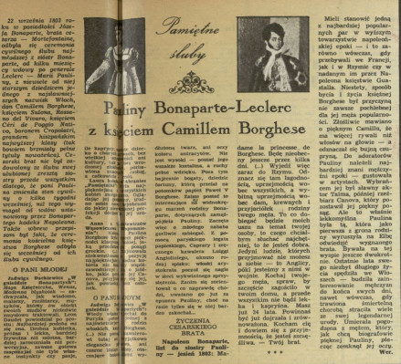 Pamiętne śluby Pauliny Bonaparte-Leclerc z księciem Camillem Borghese