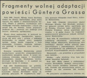 Fragmenty wolnej adaptacji powieści Guntera Grassa