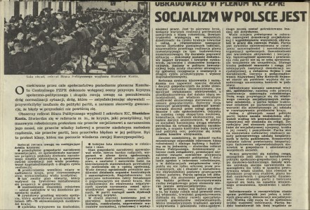 Obradowało VI plenum KC PZPR: Socjalizm w Polsce jest dziś stanem świadomości milionów ludzi