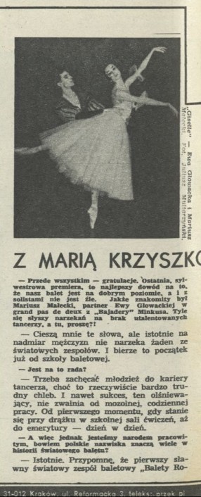Z Marią Krzyszkowską o balecie