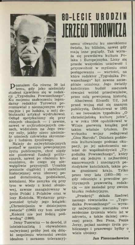 80-lecie urodzin Jerzego Turowicza