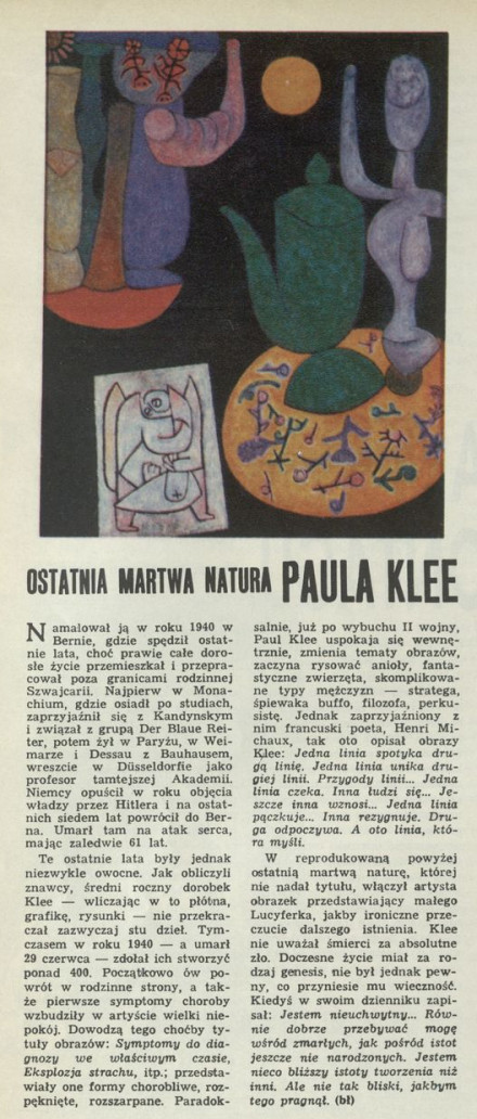 Ostatnia martwa natura Paula Klee
