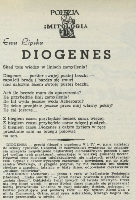 Poezja i mitologia: Diogenes