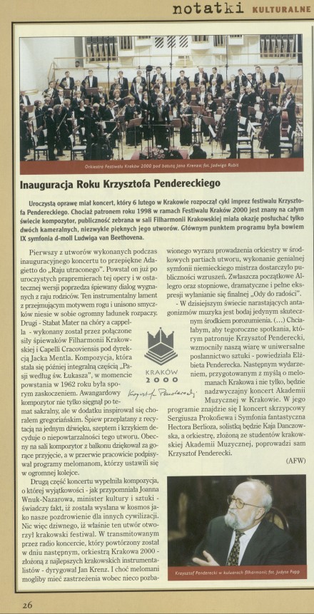Inauguracja Roku Krzysztofa Pendereckiego