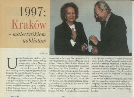 1997: Kraków - matecznikiem noblistów