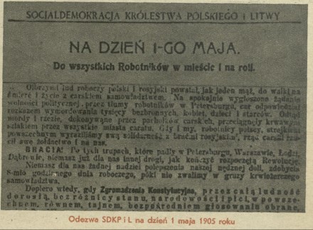 Odezwa Socjaldemokracji Królestwa Polskiego i Litwy na dzień 1 maja 1905 roku