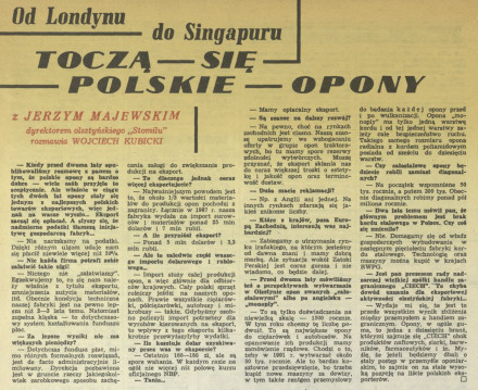 Od Londynu do Singapuru toczą się polskie opony – rozmowa z Jerzym Majewskim