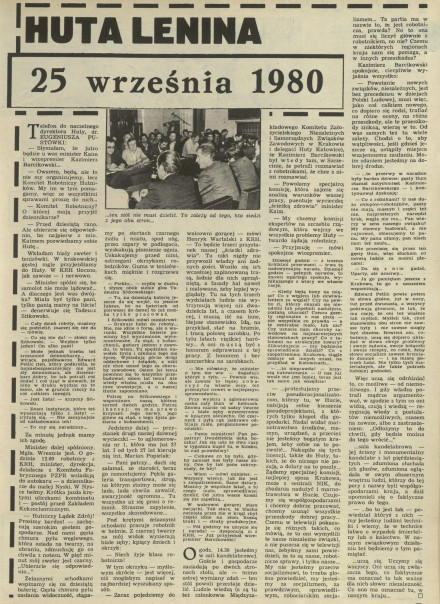 Huta Lenina – 25 września 1980