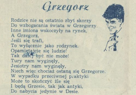 Z cyklu imiona nadwiślańskie: Grzegorz