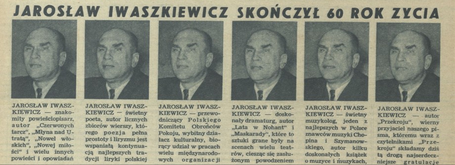 Jarosław Iwaszkiewicz skończył 60 rok życia