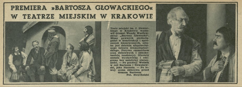 Premiera "Bartosza Głowackiego" w teatrze miejskim w Krakowie
