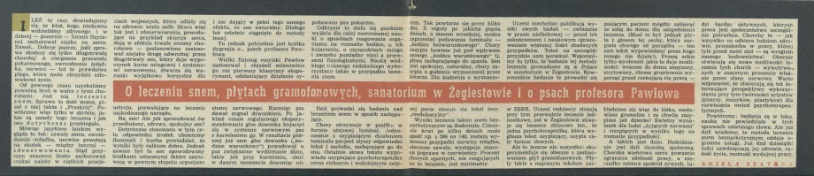 O leczeniu snem, płytach gramofonowych, sanatorium w Żegiestowie i o psach profesora Pawłowa