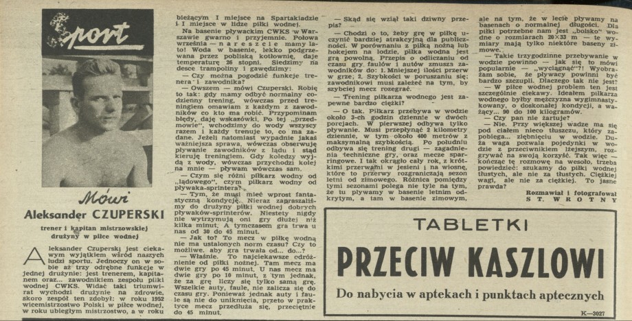 Mówi Aleksander Czuperski - trener i kapitan mistrzowskiej drużyny w piłce wodnej