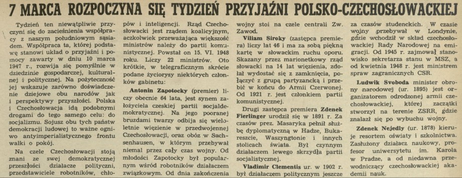 7 marca rozpoczyna się tydzień przyjaźni polsko-czechosłowackiej
