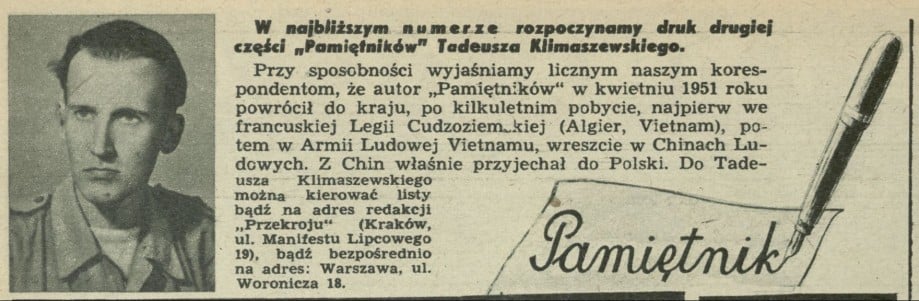 Druga część "Pamiętników" Tadeusza Klimaszewskiego