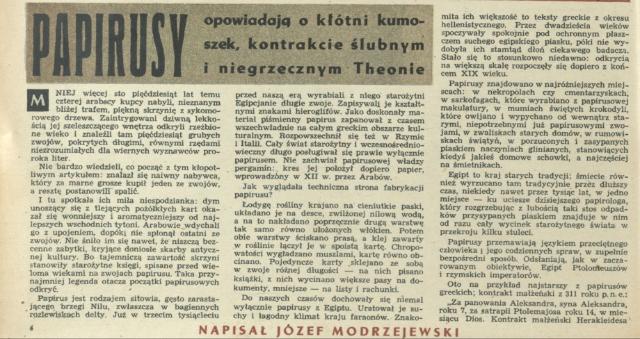 Papirusy opowiadają o kłótni kumoszek, kontrakcie ślubnym i niegrzecznym Theonie