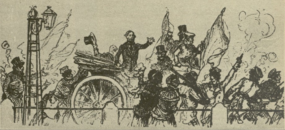 Triumfalny przejazd Mierosławskiego przez Unter den Linden, po wyjściu z więzienia 19 marca 1848