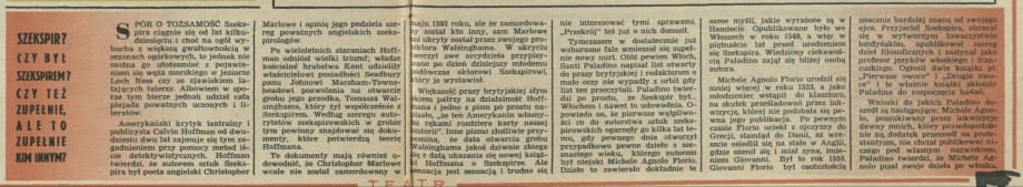 Szekspir? Czy był Szekspierm? Czy też zupełnie, ale to zupełnie kim innym?