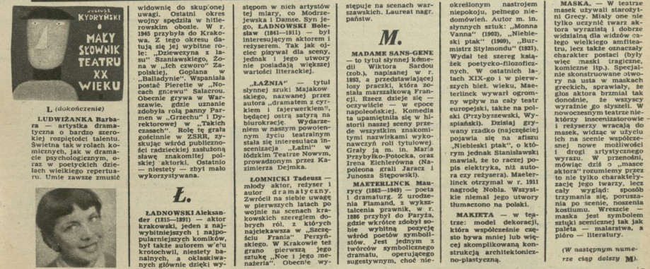 Mały słownik teatru XX wieku – L, Ł, M