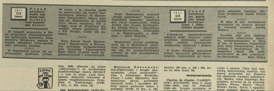Przed pięćdziesięciu laty prasa warszawska oraz krakowska donosi