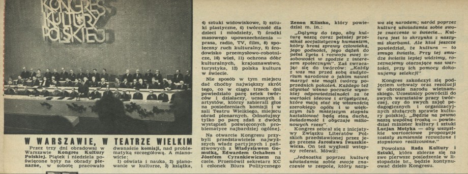 Kongres Kultury Polskiej w Warszawie, w Teatrze Wielkim