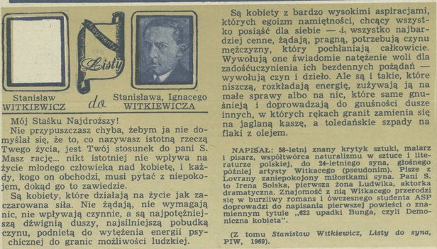 Listy Stanisława Witkiewicza do Stanisława Ignacego Witkiewicza