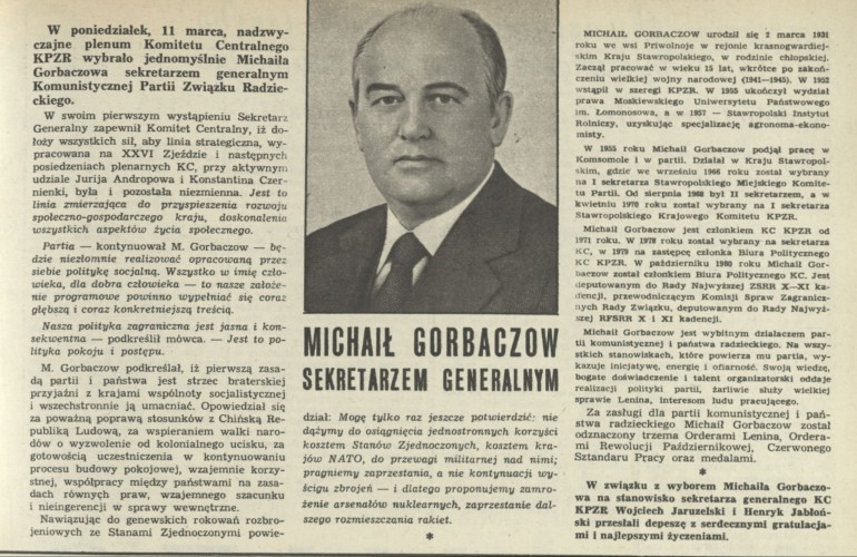 Michaił Gorbaczow Sekretarzem Generalnym