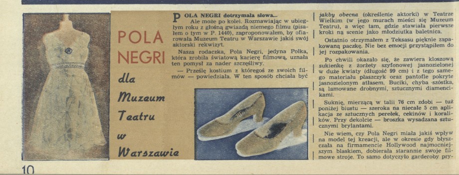 Pola Negri dla Muzeum Teatru w Warszawie
