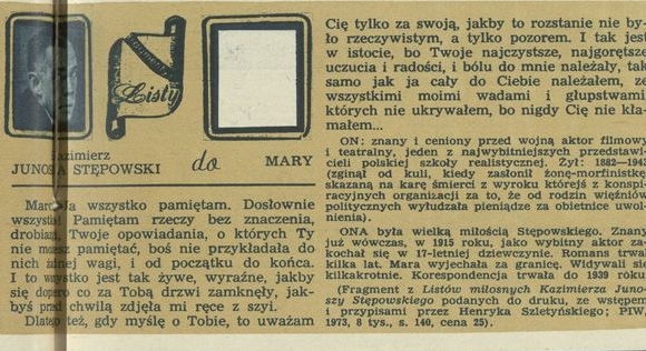 Kazimierz Stępowski do Mary