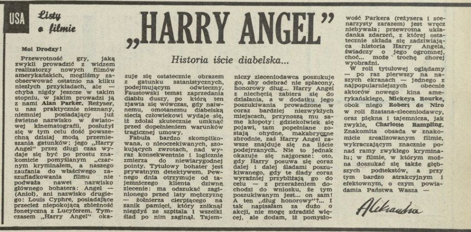 Listy o filmie – "Harry Angel"