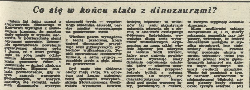 Co się w końcu stało z dinozaurami?